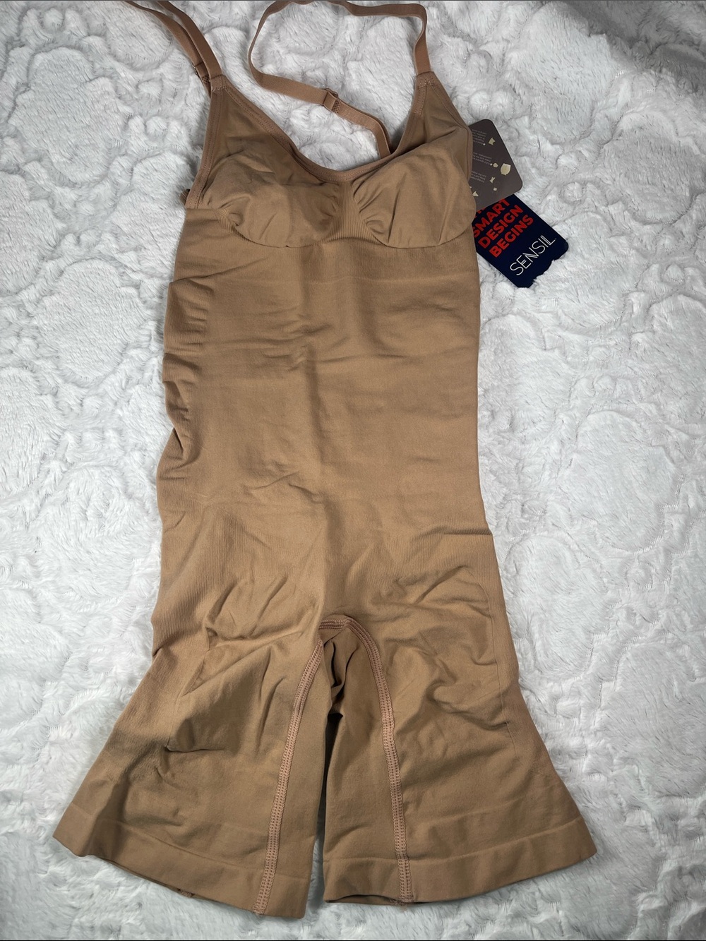 One-Piece Shaping Bodysuit in Tan